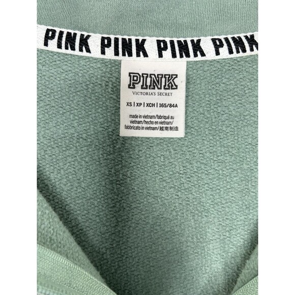 Victorias Secret PINK Quarter Zip Pullover Jacket Women's Size XS Green Dog Logo - Picture 11 of 12